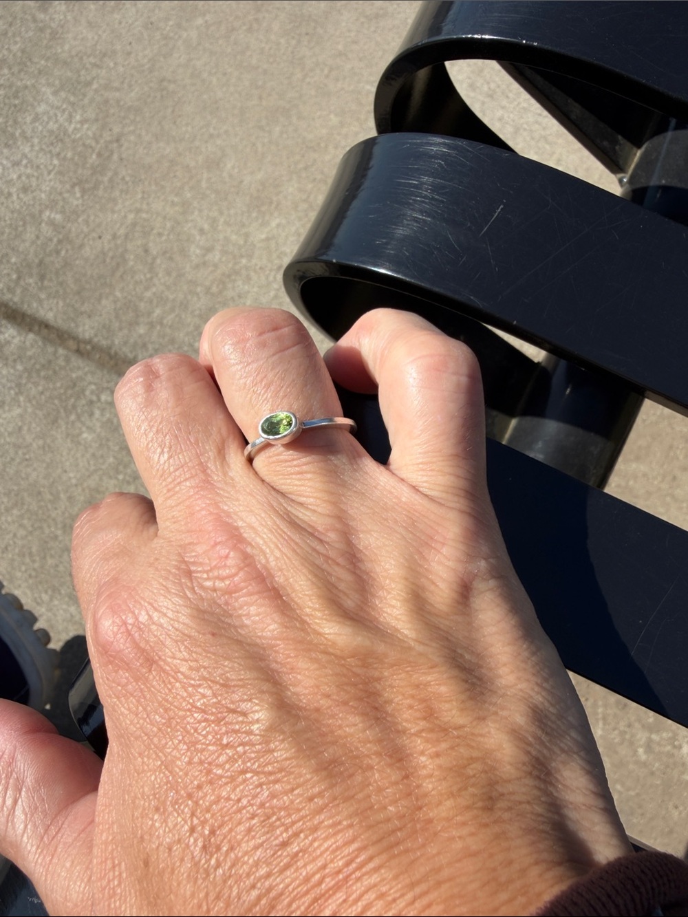 Sterling Silver Green Gemstone Solitaire Ring